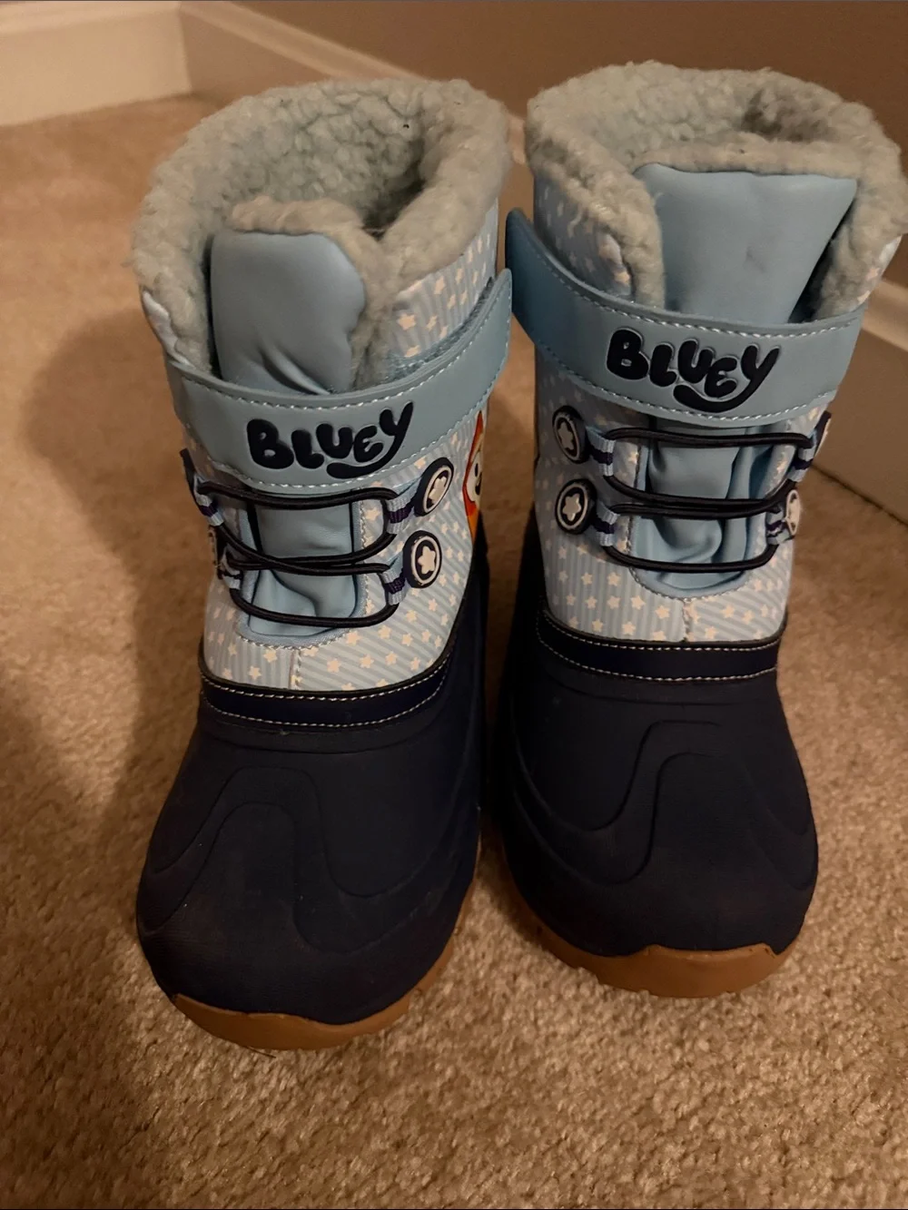 Kids Light Blue & Navy Insulated Snow Boots with Character Accent
